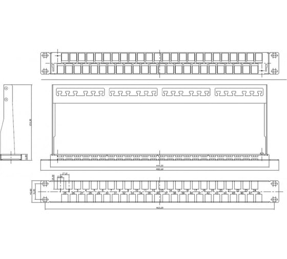 Модульная патч-панель Hyperline PPBLHD-19-48S-SH-RM 19", 48 портов, Flat Type, 1U, для экран 37884