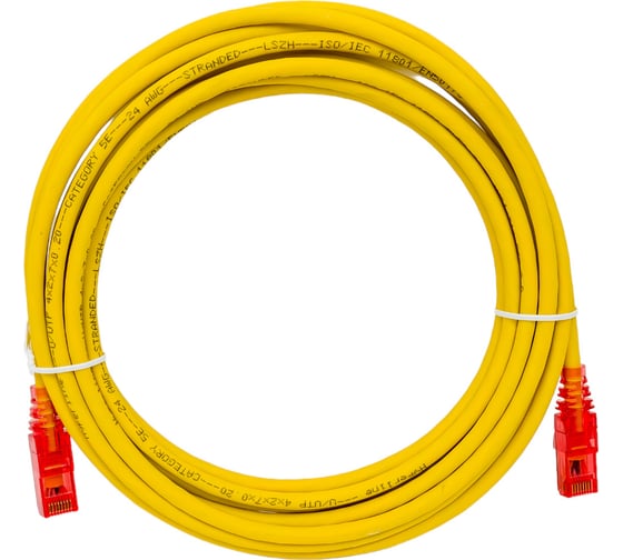 Патч-корд Hyperline PC-LPM-UTP-RJ45-RJ45-C5e-5M-LSZH-YL U/UTP, Cat.5е 100% Fluke Component 229966