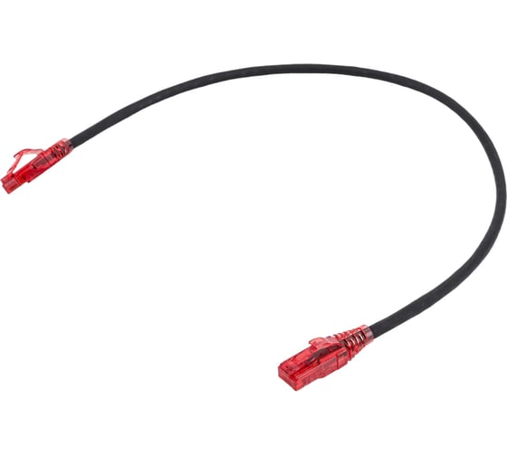 Патч-корд Hyperline PC-LPM-UTP-RJ45-RJ45-C5e-0.5M-LSZH-BK U/UTP, Cat.5e 100% Fluke Component 229950