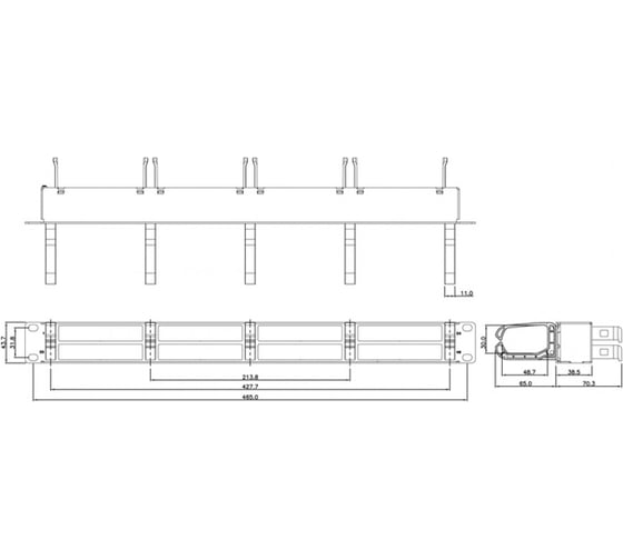 Патч-панель Hyperline PPTR-19-8CU-RNG-STL 19" для претерминированных медных и оптических кассет 480621