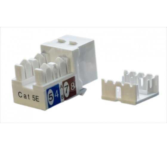 Вставка Keystone Hyperline KJ9-8P8C-C5e-90-WH Jack RJ-45(8P8C), категория 5e, белая 432595