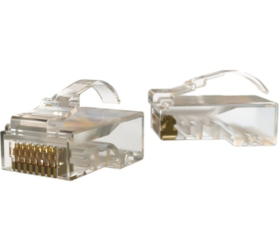 Разъем Hyperline PLEZ-8P8C-UA-C6-100 легкой оконцовки RJ-45 (8P8C) под витую пару, язычок Ar 445731