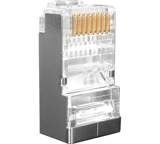 Разъем Hyperline PLUG-8P8C-UV-C6-SH-100 RJ-45(8P8C) под витую пару, категория 6 (50 µ"/ 50 м) 49383