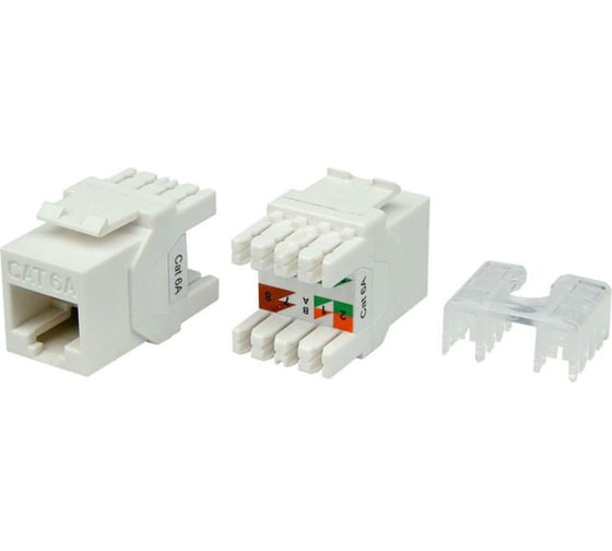 Вставка Keystone Hyperline KJ8-8P8C-C6A-180-WH Jack RJ-45(8P8C), категория 6a (10G), тип 180 426187