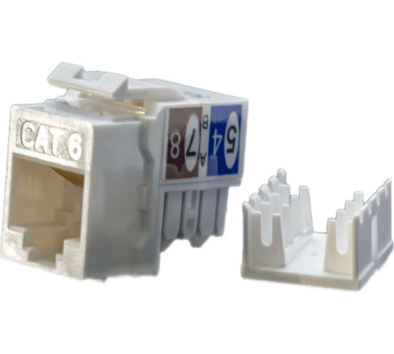 Вставка Keystone Hyperline KJ9-8P8C-C6-90-WH Jack RJ-45(8P8C), категория 6, белая 432594