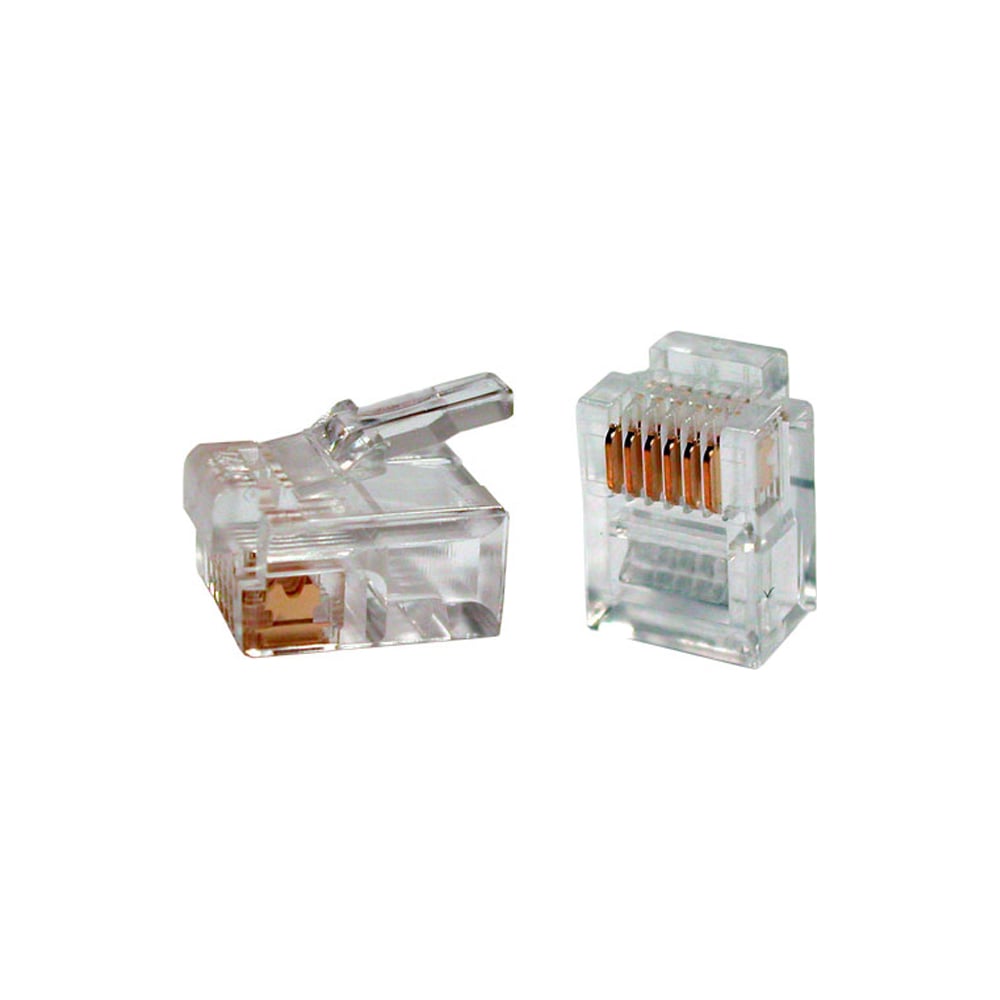Телефонный разъем Hyperline PLUG-6P6C-P-C2-100 RJ-12(6P6C), 3 µ"/ 3 ...