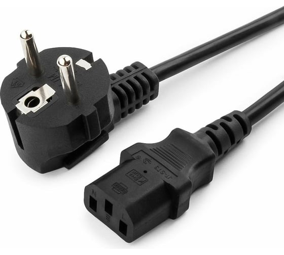 Кабель питания Cablexpert 1.8м, Schuko- C13, VDE, 10А, черный, с заземлением, PC-186-VDE