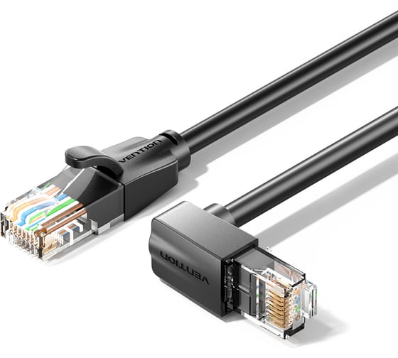 Патч-корд VENTION прямой UTP cat.6, RJ45/RJ45 угол 90гр.вверх - 1м. Черный IBVBF 1