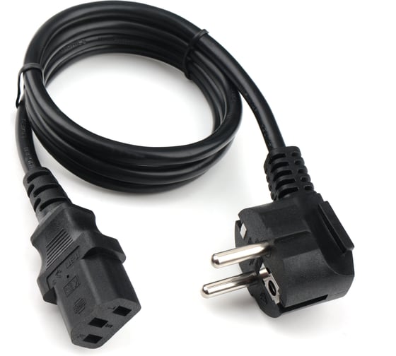 Кабель питания Cablexpert 1м, Schuko- C13, VDE, 10А, черный, с заземлением, пакет PC-186-VDE-1M