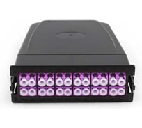 Кассета оптическая TopLAN 1хMPO(папа)/UPC - 24 LC/UPC (12DLC), многомодовое волокно 50/125 OM4, 24 волокна, тип А, цвет черный (RAL9005) TOP-OM41MPOMU24A12DLCU-BK