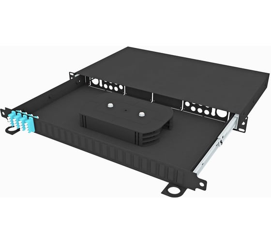 Кросс оптический стоечный выдвижной TopLAN 19, 16 LC/UPC адаптера, многомодовый MM(OM3) 50/125, 1U, черный, укомплектованный, КРСв-Top-1U-16LC/U-OM3-BK 1
