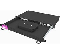 Кросс оптический стоечный выдвижной TopLAN 19, 16 LC/UPC адаптера, многомодовый MM(OM4) 50/125, 1U, черный, укомплектованный, КРСв-Top-1U-16LC/U-OM4-BK