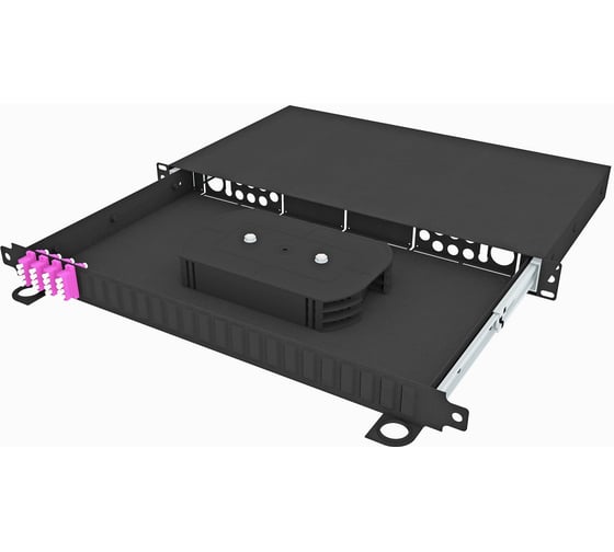 Кросс оптический стоечный выдвижной TopLAN 19, 16 LC/UPC адаптера, многомодовый MM(OM4) 50/125, 1U, черный, укомплектованный, КРСв-Top-1U-16LC/U-OM4-BK 1