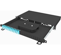 Кросс оптический стоечный выдвижной TopLAN 19, 48 LC/UPC адаптеров, многомодовый (50/125) OM3, 1U, черный, укомплектованный, КРСв-Top-1U-48LC/U-OM3-BK