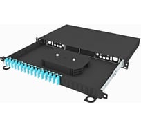 Кросс оптический стоечный выдвижной TopLAN 19, 64 LC/UPC адаптеров, многомодовый (50/125) OM3, 1U, черный, укомплектованный, КРСв-Top-1U-64LC/U-OM3-BK