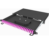 Кросс оптический стоечный выдвижной TopLAN 19, 96 LC/UPC ОМ4 адаптеров, многомодовый (50/125), 1U, черный, укомплектованный, КРСв-Top-1U-96LC/U-OM4-BK