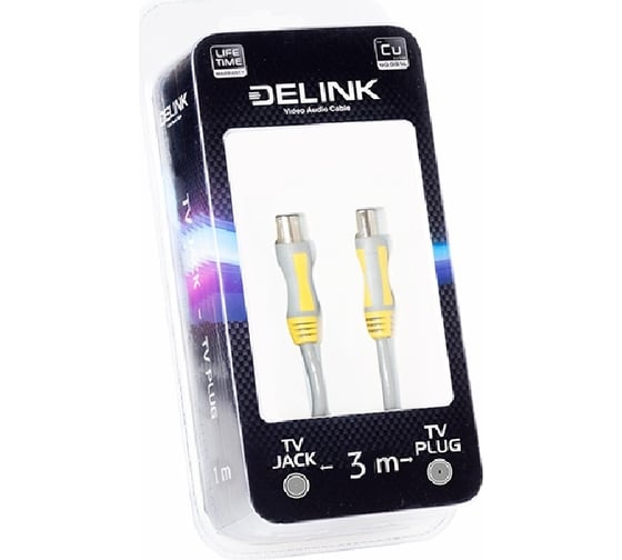 Антенный удлинитель delink TVгнездо - TVштекер 3,0м Grey пластик TVPJ030P 6961