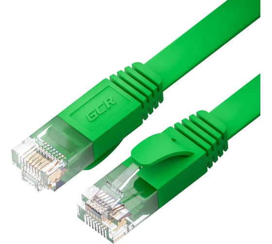 Плоский прямой патч-корд GCR PROF 5.0m,UTP медь категории 6, зеленый, 30 AWG, 10 Гбит/с, RJ45, VIV52I843