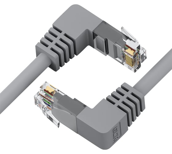 Прямой литой патч-корд GCR 0.5m UTP категории 6, серый, нижний угол, ethernet high speed, RJ45, VIV53I336