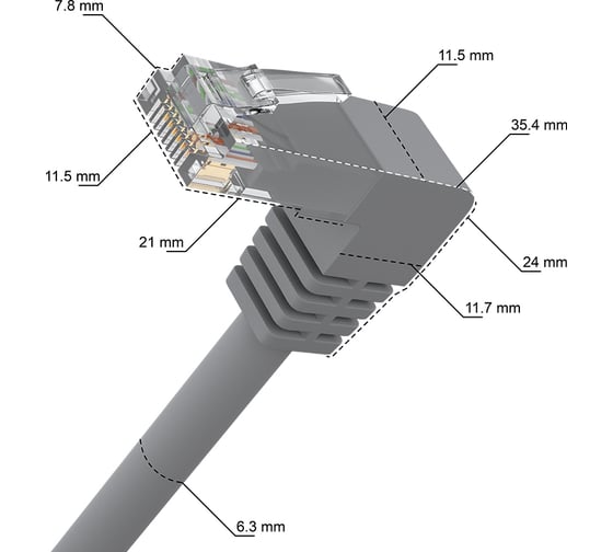 Прямой литой патч-корд GCR 0.5m UTP категории 6, серый, нижний угол, ethernet high speed, RJ45, VIV53I336