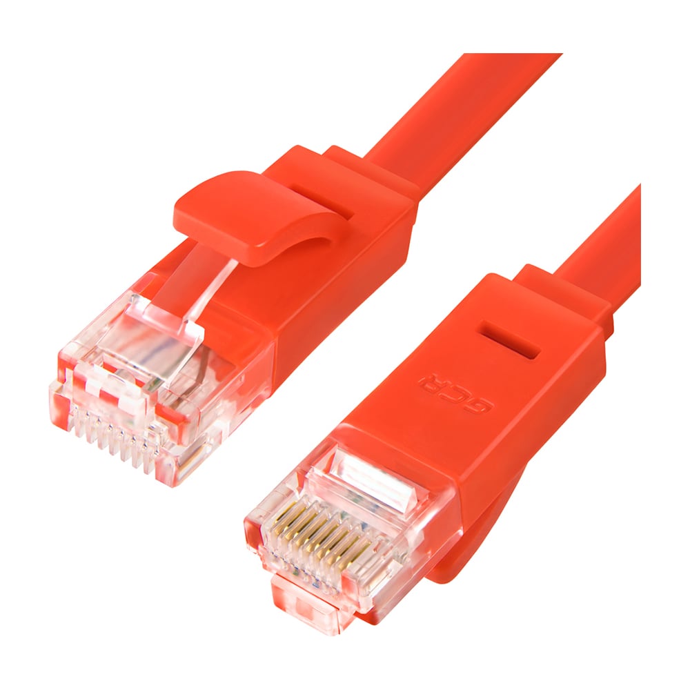 Плоский прямой патч-корд GCR PROF 2.0m, UTP медь категории 6, красный ...