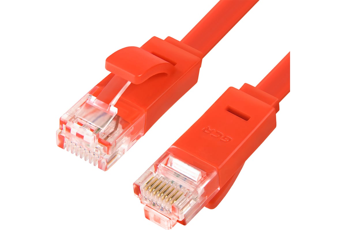 Плоский прямой патч-корд GCR PROF 2.0m, UTP медь категории 6, красный ...