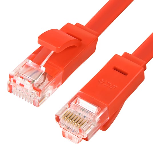 Плоский прямой патч-корд GCR PROF 2.0m, UTP медь категории 6, красный, 30 AWG, 10 Гбит/с, RJ45, VIVLNIC624-2.0m