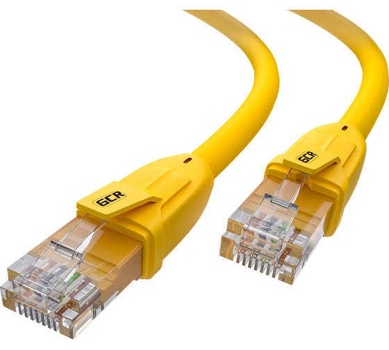 Прямой литой патч-корд GCR 1.5m UTP категории 6, желтый, 24 AWG, ethernet high speed, RJ45, VIV52I370 1