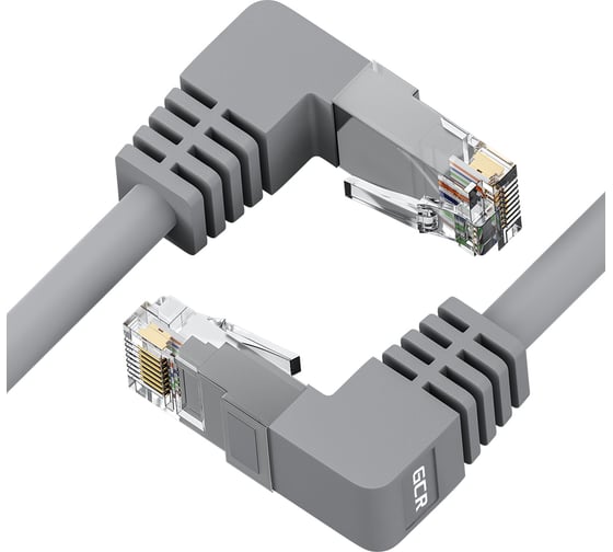 Прямой литой патч-корд RJ45 GCR 2.0m UTP категории 6, серый, верхний угол, ethernet high speed, VIV53I341