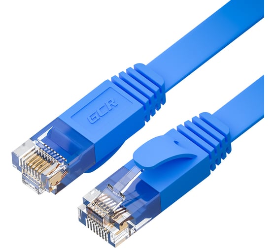 Плоский прямой патч-корд RJ45 GCR 7.5m, UTP медь категории 6, синий, 30 AWG, 10 Гбит/с, VIV52I877 1