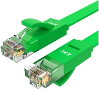 Прямой плоский патч-корд RJ45 GCR PROF 15m, UTP медь категории 6, зеленый, 30 AWG, 10 Гбит/с, VIVLNIC625-15.0m
