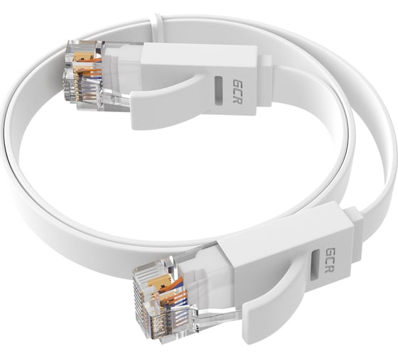 Прямой плоский патч-корд RJ45 GCR PROF 1.5m, UTP медь категории 6, белый, 30 AWG, 10 Гбит/с, VIV51I788