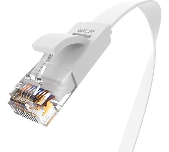 Прямой плоский патч-корд RJ45 GCR PROF 1.5m, UTP медь категории 6, белый, 30 AWG, 10 Гбит/с, VIV51I788