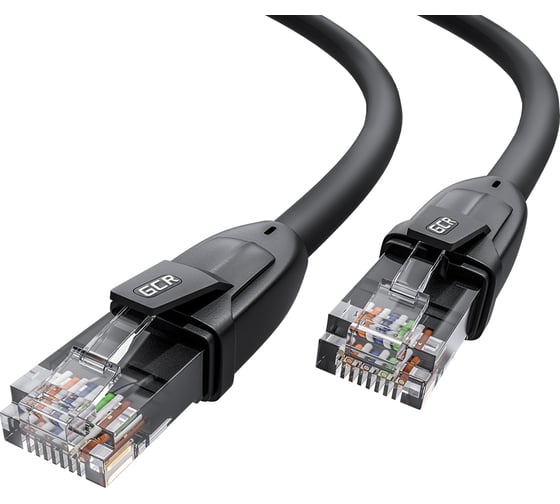 Прямой литой патч-корд RJ45 GCR 1.0m UTP категории 6, черный, 24 AWG, ethernet high speed, VIV52I526 1