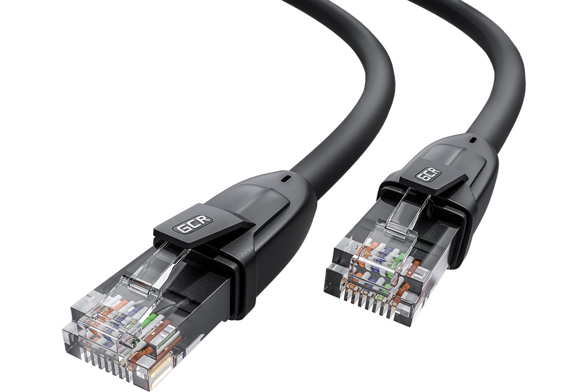 Прямой литой патч-корд RJ45 GCR 1.5m UTP категории 6, черный, 24 AWG ...