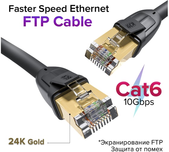 Прямой патч-корд RJ45 GCR PROF 2.0m, FTP медь категории 6, 25 AWG, Deluxe 10 Гбит/с, VIV52I549