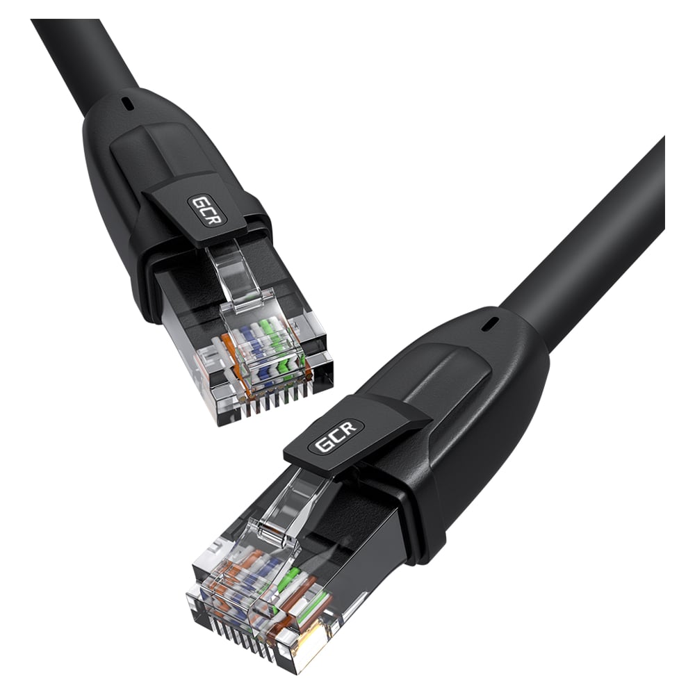 Прямой патч-корд RJ45 GCR PROF 1.0m, UTP медь категории 6, черный, 24 ...