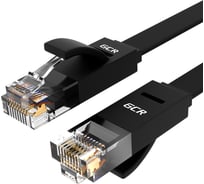 Плоский прямой патч-корд RJ45 GCR PROF 0.3m, UTP медь категории 6, черный, 30 AWG, 10 Гбит/с, VIVLNIC616-0.3m