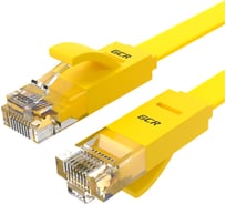 Плоский прямой патч-корд RJ45 GCR PROF 10.0m, UTP медь категории 6, желтый, 30 AWG, 10 Гбит/с, VIVLNIC622-10.0m