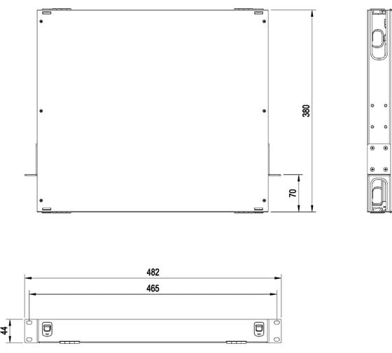 Патч-панель Hyperline FO-19BX-1U-D1-3xSLT-W120H32-EMP 19” универсальная, пустой корпус 1U 47739