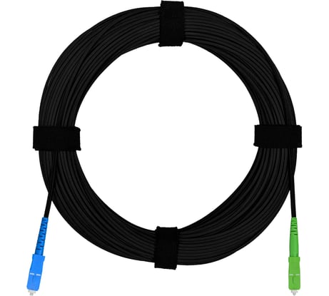 Патч-корд оптический FTTH Enginova 2 стеклопрутка, выносной силовой элемент - проволока, 657 LSZH SC/APC-SC/UPC, черный 35 м ENG-FTTHST-FRP-SCA-SCU-35-BL