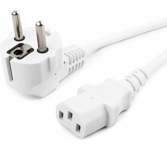 Кабель питания Cablexpert 1.8м, Schuko-C13, VDE, 3х0.75мм2, 10А, белый, с заземлением, PC-186W-VDE 1