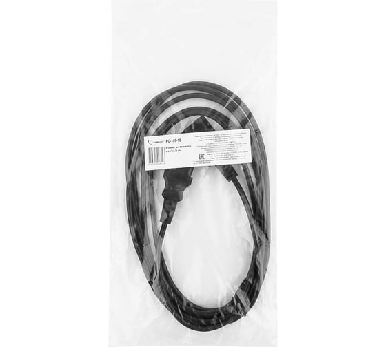 Кабель питания Cablexpert системный блок-монитор 3.0м, C13-C14, 6А, черный, с PC-189-10