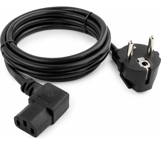 Кабель питания Cablexpert 1.8м Schuko-C13 VDE 10А черный угловой, разъем с заземлением PC-186A-VDE