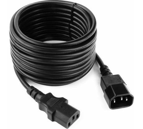 Кабель питания Cablexpert системный блок-монитор 5м C13-C14 VDE 3х0.75мм2, 10А с заземлением, 5м, черный, пакет PC-189-VDE-5M