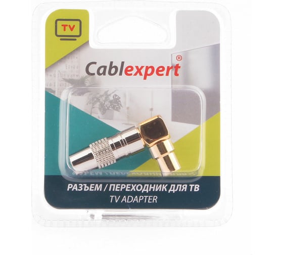 Разъем Cablexpert TV папа, позолоченный, латунь OD8.5, 90 градусов, блистер TVPL-07