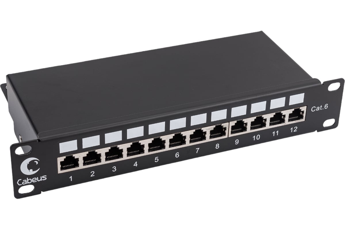 Патч-панель Cabeus, установочный размер 236 мм, 12 портов RJ-45 PL-12-Cat.6  10