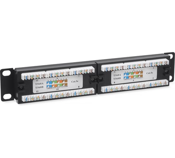 Патч-панель Cabeus, установочный размер 236 мм, 12 портов RJ-45, категория 5e, PL-12-Cat.5e 10-Dual PL-12-Cat.5e 10"-Dual