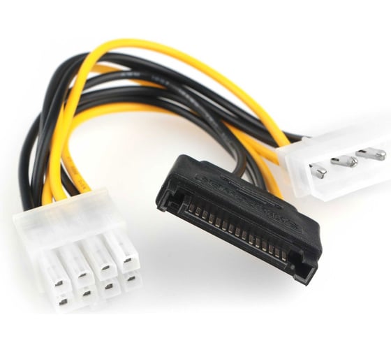 Кабель-разветвитель питания, Cablexpert Molex 3pin(M)+Sata 15pin(M) / PCIe 8pin(M), медн.проводник, 15см, пакет CC-PSU-82