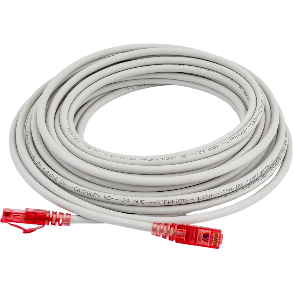 Патч-корд Hyperline PC-LPM-UTP-RJ45-RJ45-C5e-10M-LSZH-GY U/UTP, Cat.5e ...